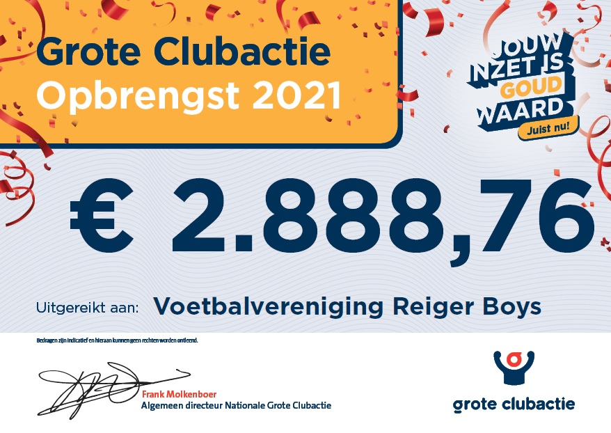 Cheque grote clubactie 2021