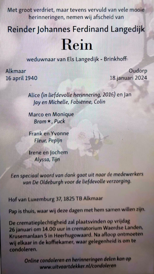 Advertentie Rein Langedijk