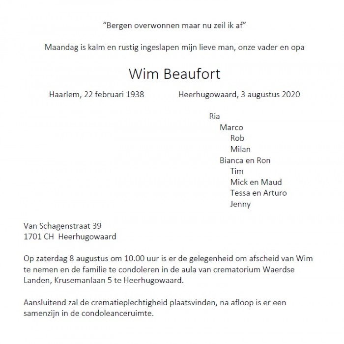 kaart Wim Beaufort